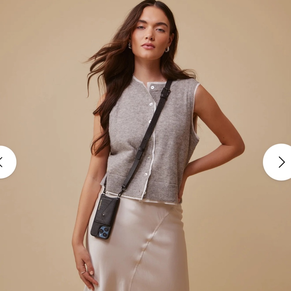 Bandolier Hailey Crossbody Phone Case in Black/Pewter with Strap